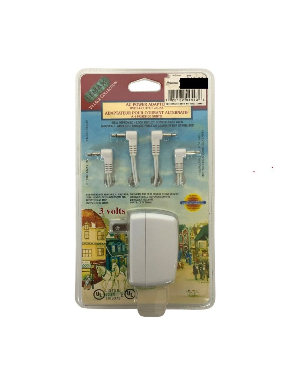 Lemax Village Collection AC Power Adapter With 4 Output Jacks 3V UL Listed
